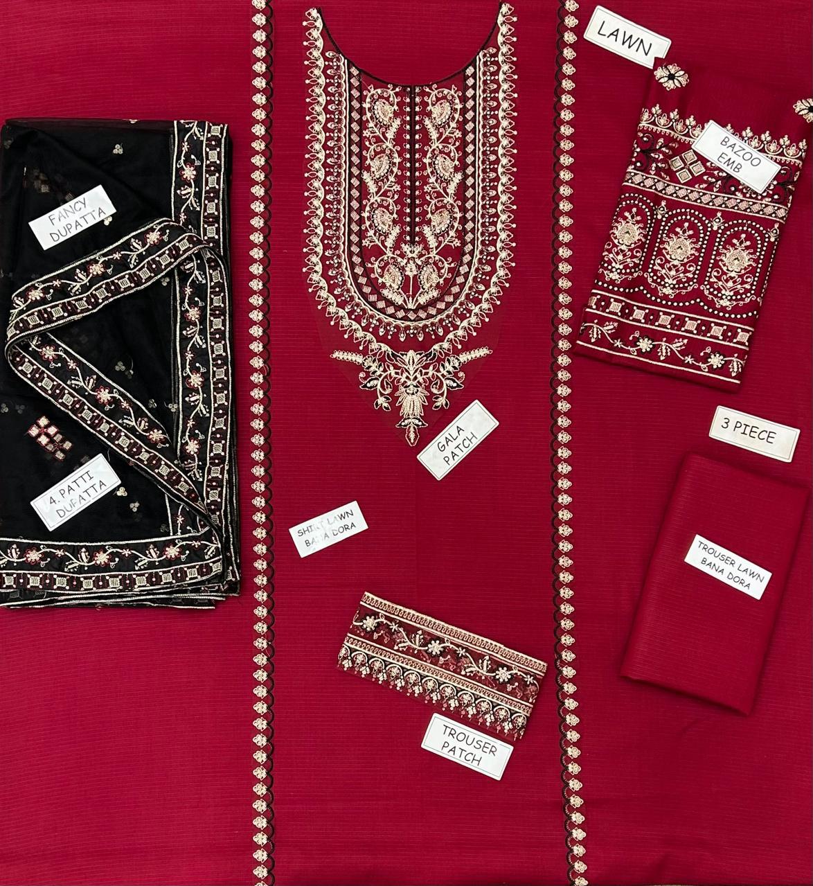 Laam Lawn Embroidery3 pc suit