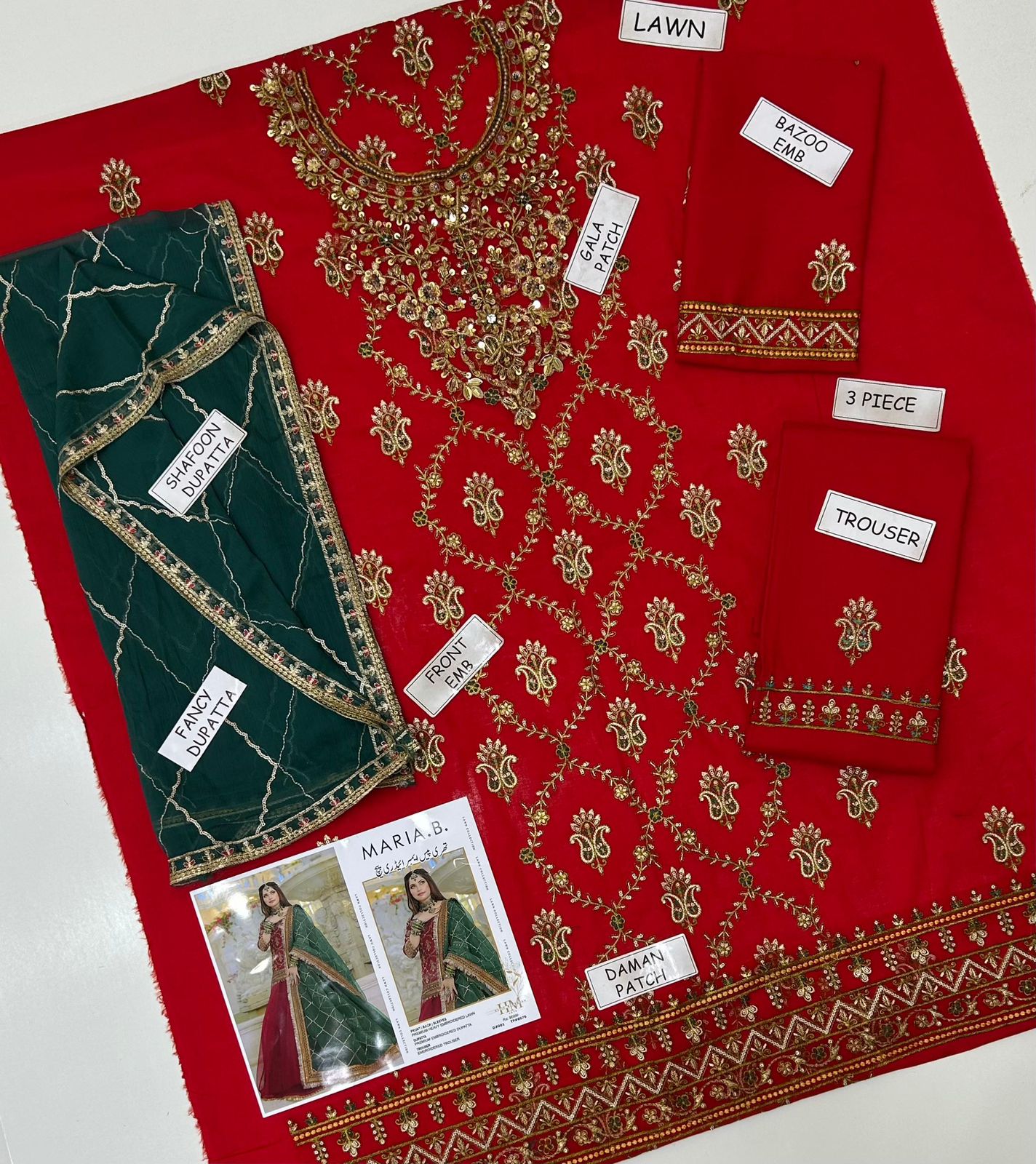 Maria B 3 Pc Lawn Embroidery Suit