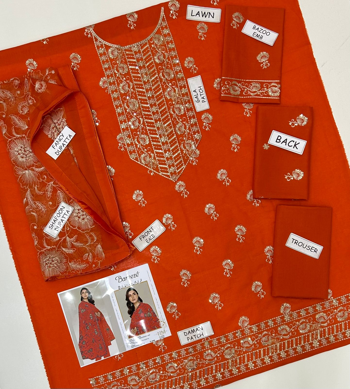 Bareeze 3 pc Lawn embroidery suit