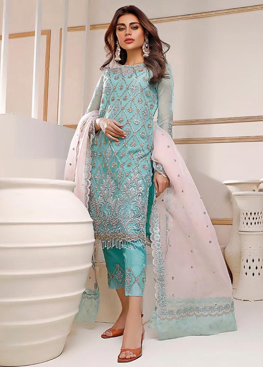 crimson 3 pc Embroidery Suit