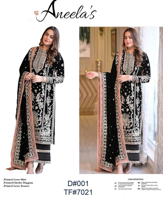Aneelas 3 pc Lawn Embroidery suit