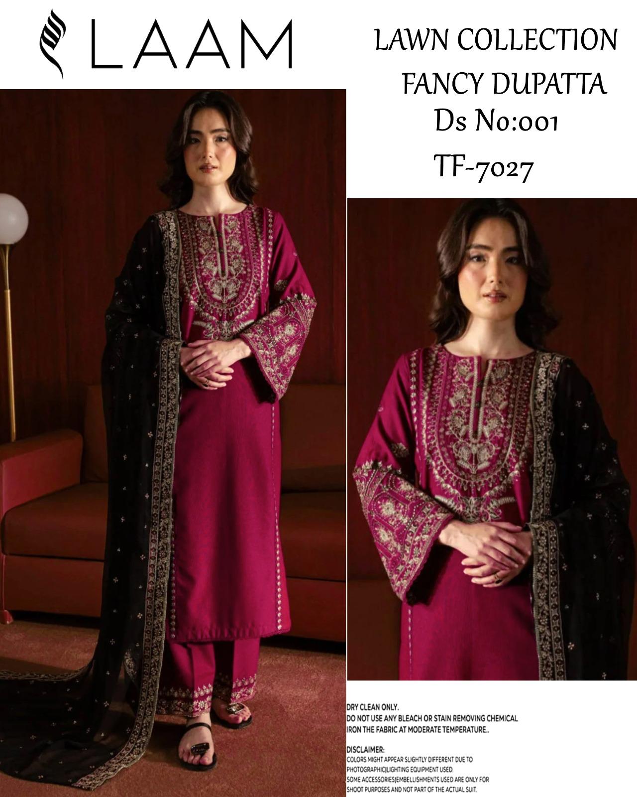 Laam Lawn Embroidery3 pc  suit