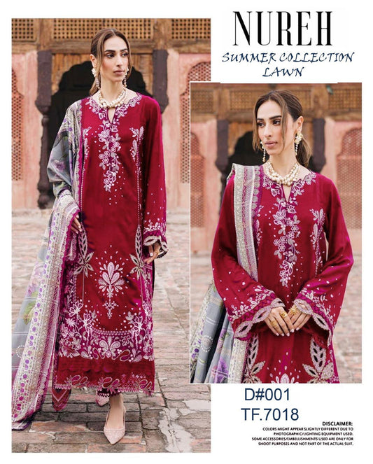 Nureh Lawn 3 Pc Embroidery Suit
