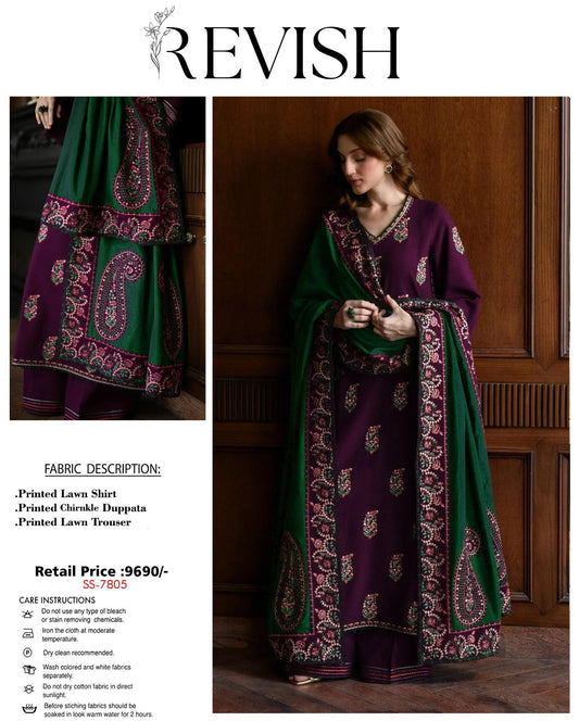 Revish Lawn 3 pc Embroidery SUIT