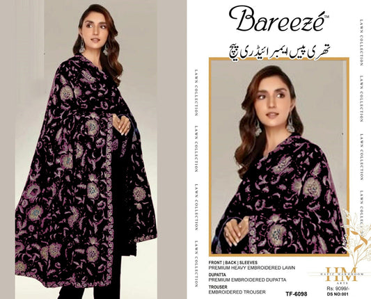 Bareeze 3 pc Lawn embroidery suit