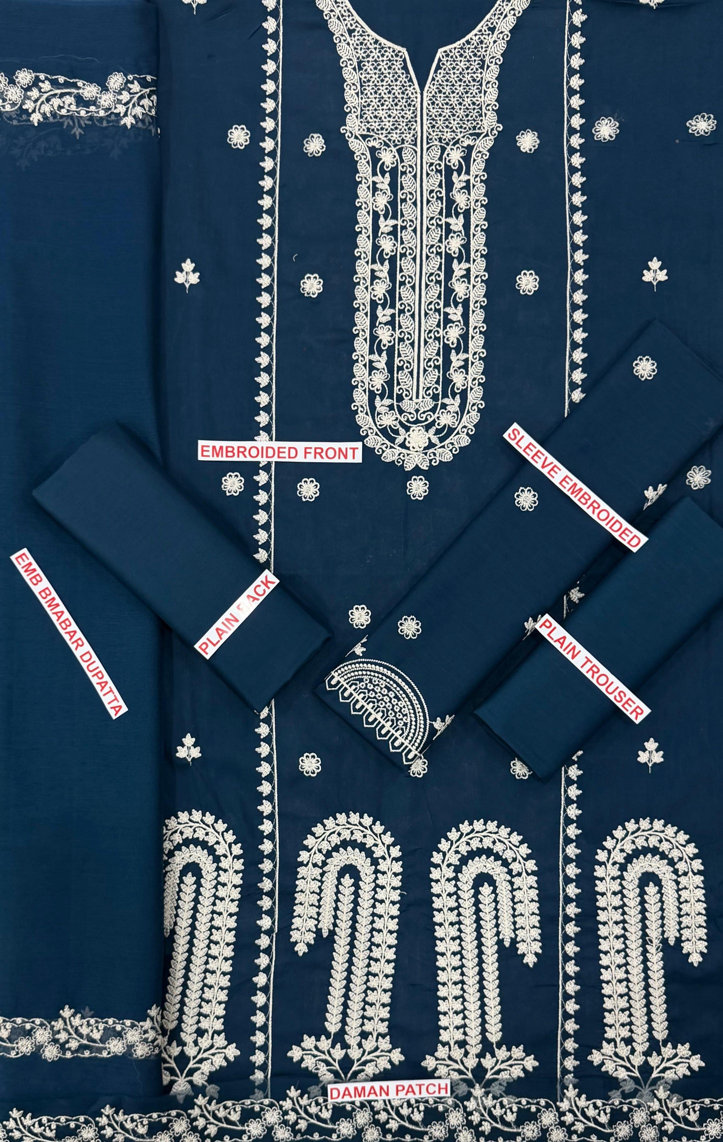 Qalamqar 3 pc Lawn embroidery suit