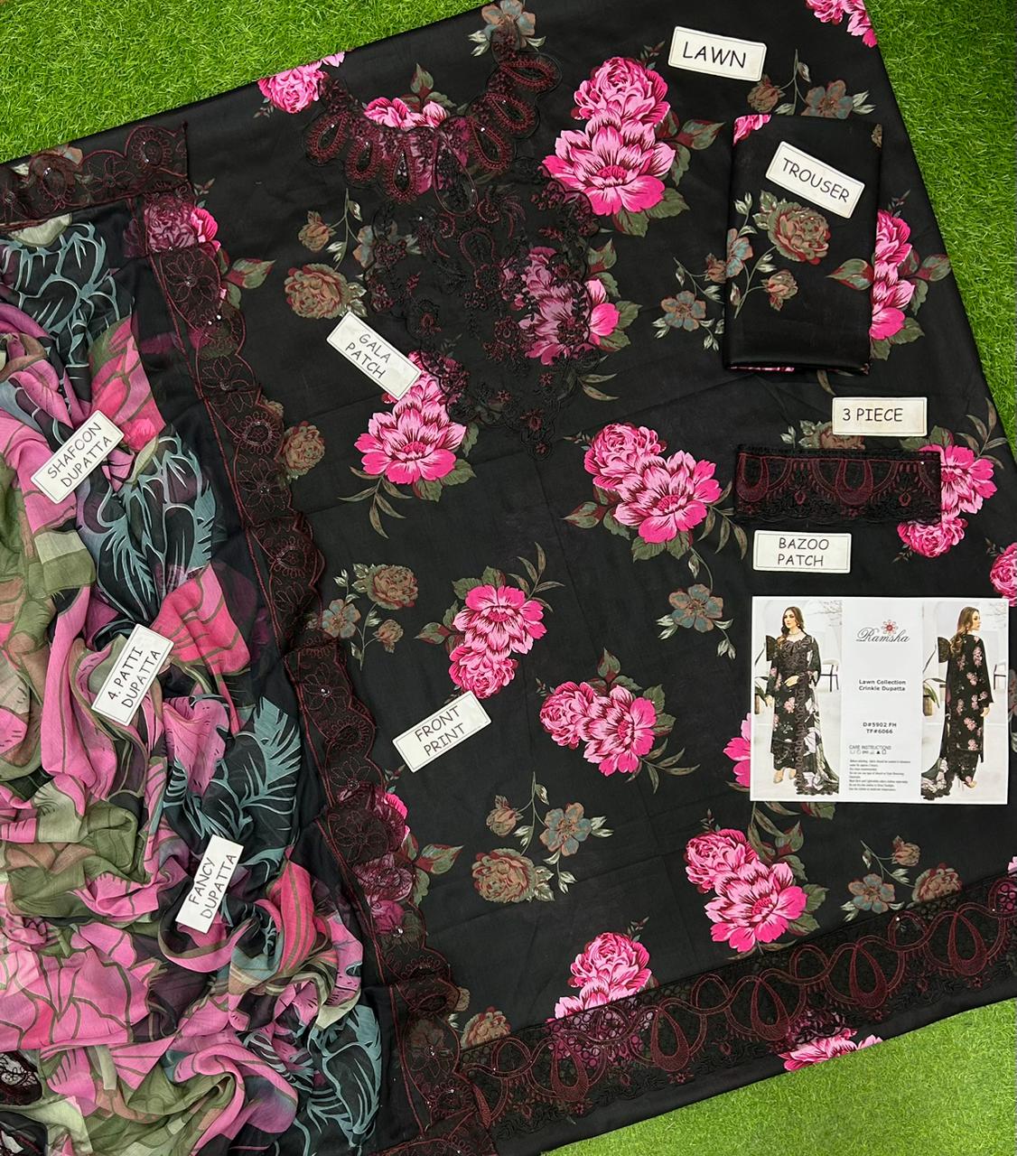 Ramsha lawn 3 pc embroidery suit