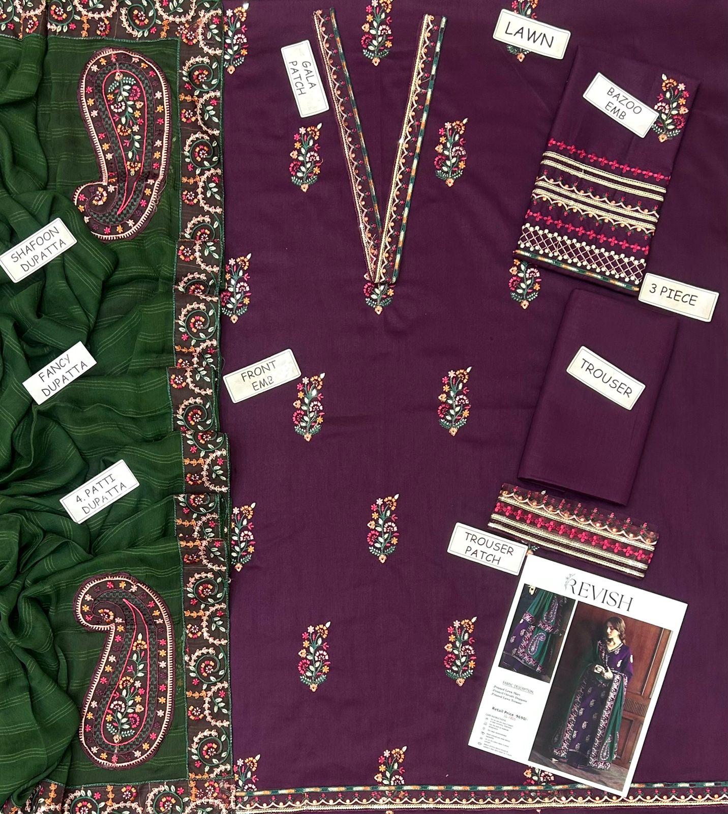 Revish Lawn 3 pc Embroidery SUIT
