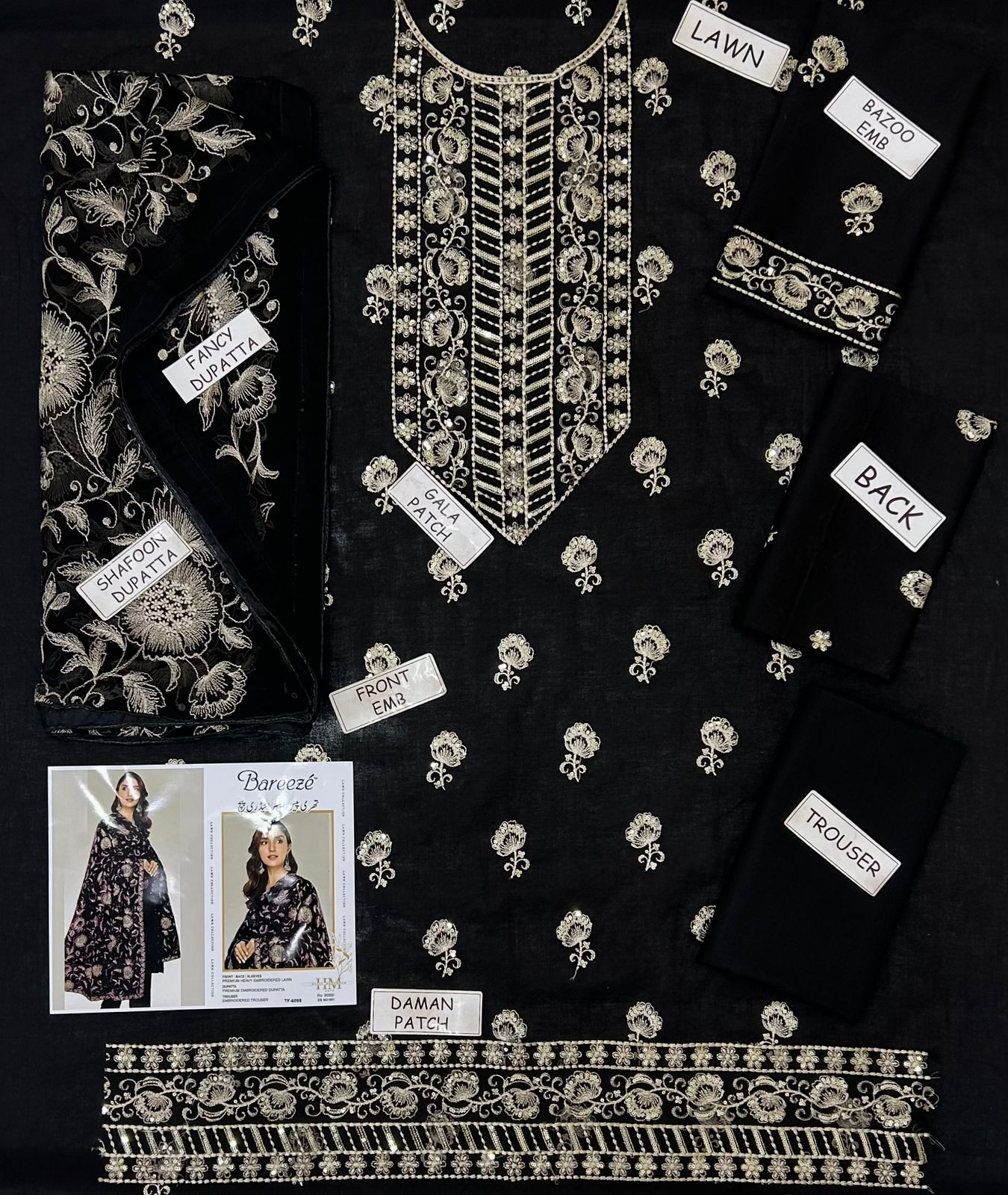 Bareeze 3 pc Lawn embroidery suit